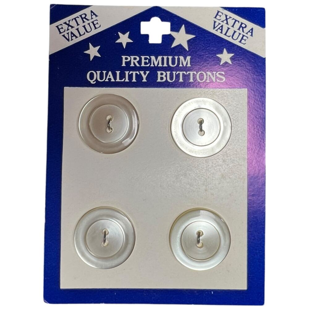 Vintage Premium Clear Translucent Buttons 4pc Card Two Hole Sew